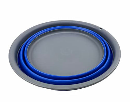 SAMMART 7.5L (1.98 Gallon) Collapsible Tub - Foldable Dish Tub - Portable Washing Basin - Space Saving Plastic Washtub (Grey/Purplish Blue) - color: Grey/Purplish Blue