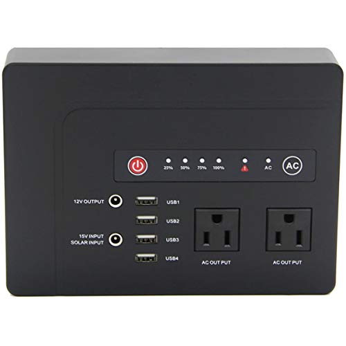 powkey 200W Portable Power Bank with AC Outlet, 146Wh Rechargeable Backup Lithium Battery, 110V Pure Sine Wave AC Outlet for Outdoor RV Trip Travel Home Office Emergency - color: Black