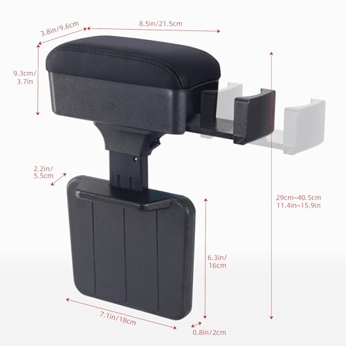 Rupse Car armrest Storage Box,Car Center Console armrest Box with Cup Holder,Forearm Wrist Support Adjustable Armrest for Most Car Models - style: Black
