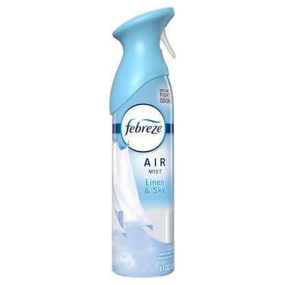 Febreze Air Mist, Air Freshener Spray, Odor Fighting Room Spray, Deodorizer for Home Bathroom Kitchen Office Apartment Dorm Room Classroom, Linen & Sky Scent, 8.1oz (Pack of 6) - style: Linen & Sky