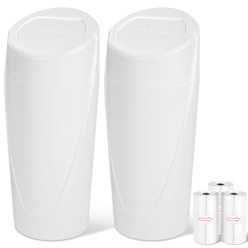 Car Trash Can, 2 Packs Mini Car Garbage Can Cup Holder with Lid | Leakproof Car Trash Bin with 60 Trash Bags, Vehicle Front Back Seat Organizers and Storage for Car, Home, Office, White - color: White