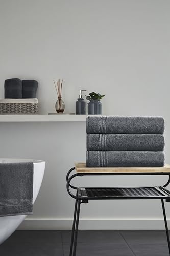 Ozdilek 4-Piece Bath Towels, 27x54, 100% Turkish Cotton, Luxury Quick Dry, Extra Large, Fade-Resistant, Eco-Friendly, Spa Towel, Comfortable (Anthracite Grey) - color: Anthracite Grey