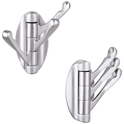 Angle Simple Foldable Swivel Towel Hook 2 PCS, Metal Flexible Coat Hook, Bath Towel Holder, Heavy Duty Robe Clothes Hanger for Bathroom RV Wall Mount, Brushed Nickel - color: Brushed Nickel, size: 2 Pack