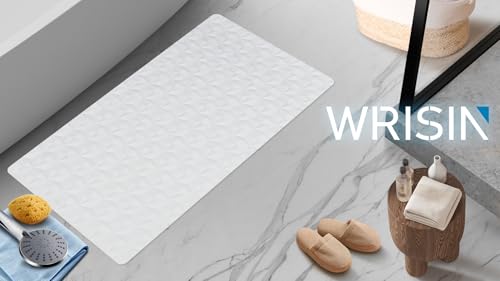 Non Slip Bathtub Mat for Bath Tub Shower - Natural Rubber Mat with 241 Suction Cups - Soft Bathroom Safety Mat - Unique Diamond Pattern - Fatigue Relief - Machine Washable - 16 × 28 Inch - color: White, size: 28" x 16" (Rectangular)