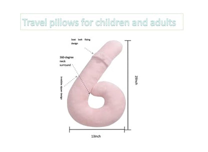 Car Travel Pillow, car Pillow for Kids and Adults, Ergonomic Travel Pillow Providing Neck and Body Support, a Sleep aid, Children's Travel Pillow -Pink - color: Pink