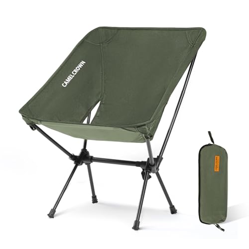 CAMEL CROWN Portable Camping Chair Folding Compact Lawn Lightweight Backpacking Chair with Carry Bag for Outdoor Hiking Beach Travel Picnic Festival Army Green - color: Army Green, size: 1 Pack