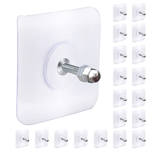 AIERSA Heavy Duty Adhesive Hooks, Wall Hooks for Hanging, Screw Free Sticker, Seamless Screws for Wall Mount, 2 in 1 Reusable, White, 20 Pcs, 16mm - color: 20 packs