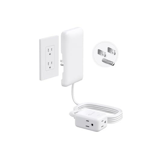 NUTICT 10FT Long Extension Cord with 3AC Outlets,13A/1625W, ETL Listed, Removable Outlet Cover, 900J Surge Protection, Fits Behind Tight Spaces & Hide Bulky Cords, White - color: White, size: 10ft(3 Prong Plug), style: Larger Cover for Mid&Over Size Outle