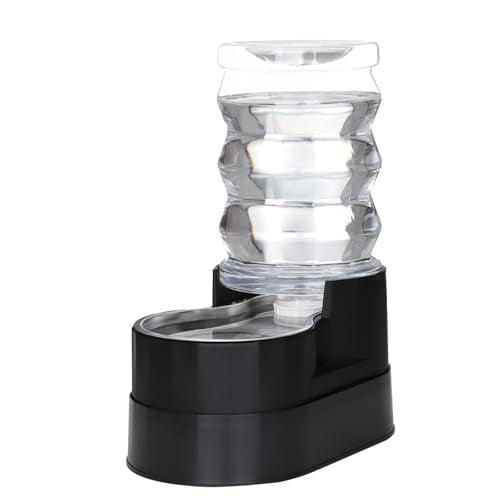 RIZZARI Stainless Steel Water Feeder: 7L Black Large Capacity & Automatic Gravity Dispenser - Elevated Anti-Spill Design for Senior Dogs with Spinal Issues - Garage Garden Use - color: Classic Black, size: 7L