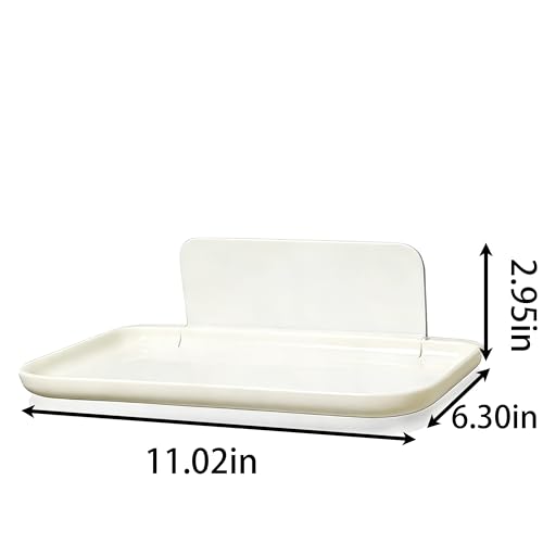 2 Pcs Small Shelf for Wall, Foldable Bedside Shelf & Small Wall Shelves No Drill Adhesive Folding Shelf, Stick-on Floating Wall Rack Organizer Tray for Bedroom Bathroom Kitchen Entryway, White