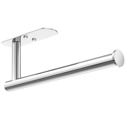 VAEHOLD Self Adhesive Paper Towel Holder Under Cabinet Mount, Wall Mounted Paper Towel Roll Holder for Kitchen, Bathroom, Wall - Stainless Steel (Bright Surface) - color: Polished Chrome