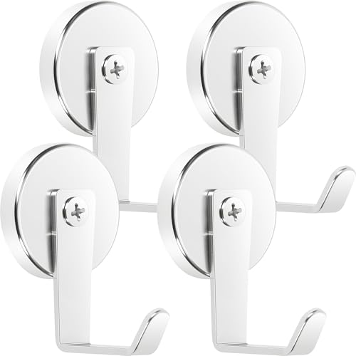 Neosmuk Magnetic Hooks,170lb Heavy Duty Magnet Wreath Hanger,Steel-Tube Base,No-Drill Door Hook, L-Cruise Cabin Door Hook,Silver,4 Pack - color: Silver, size: 4P