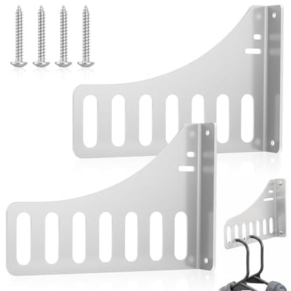 Blulu 2 Pcs Aluminum Wall Mount Clothing Hanger with 7 Hooks, Space-Saving Clothing Rack Including Pre-Drilling and Hardware Installation for Laundry Room Enclosed Trailers Garage Storage Organizer