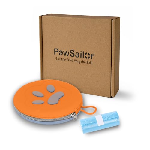 Collapsible Dog Bowls, 2-in-1 Travel Double Bowl Water Food Feeder Portable Pet Traveling Camping & Walking 25oz (Blue Orange) - color: Blue orange