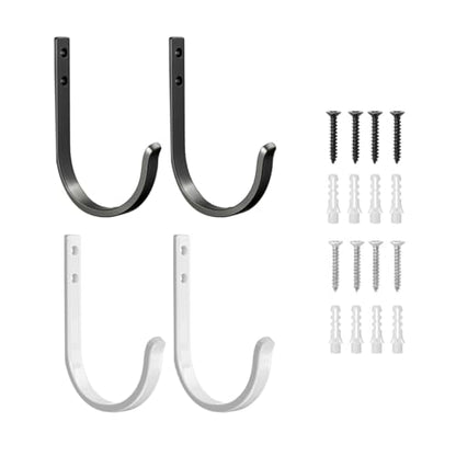 4 Pack Wall Hooks，Metal Hooks Hold up to 22 LB，Hooks Wall Mount for Hanging Towel/Coat/Bag/Keys/Cups，Ideal for Bathroom，Outdoor，Closet，Kitchen, Garage, Black/White - color: Black/White