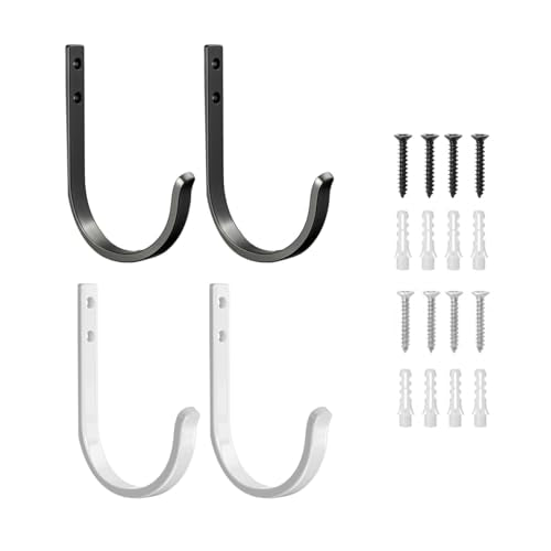 4 Pack Wall Hooks，Metal Hooks Hold up to 22 LB，Hooks Wall Mount for Hanging Towel/Coat/Bag/Keys/Cups，Ideal for Bathroom，Outdoor，Closet，Kitchen, Garage, Black/White - color: Black/White