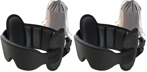 SARISUN Upgraded Travel Pillow, U-Shaped Airplane Head Strap for All Heights, 360° Support, 3D Sleep Mask, 100% Light Blocking, Long Flights Essentials Headrest, Stop Bobblehead, Black (Pack of 2) - color: Black, size: Airplane Seats with Headrest (Pack o
