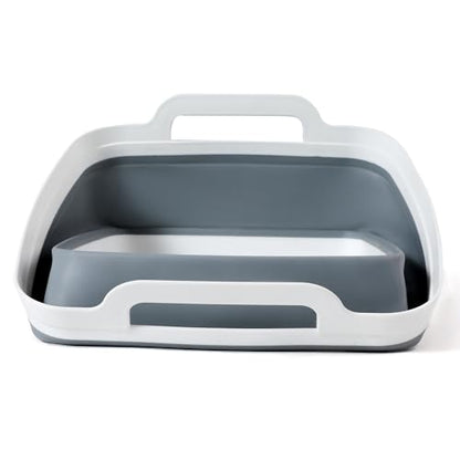FOSJGO Collapsible Dish Basin with Drain Plug, 2.4 Gal (9L) Space-Saving Foldable Sink, Wash Basin for Kitchen, Baby Bottles, Vegetable Washing, Camping, RV and Party Beverage Tubs (gray) - color: Gray
