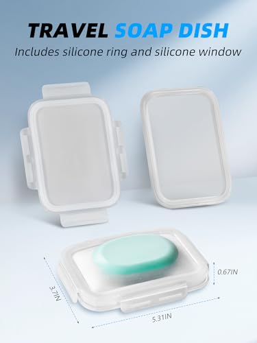 Silicone Compact Leakproof Travel Soap Case (Clear | Soap Holder Travel with Drainage Layer, Portable Bar Soap Holder for Gym, Camping & Bathroom, Soap Box Container Toiletries - color: Clear