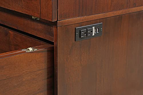 Mega Solutions Murphybedz Tuscany Murphy Cabinet Chest Bed with Charging Station 6 Inch (Tobacco, Queen) - color: Tobacco, size: Queen (U.S. Standard)