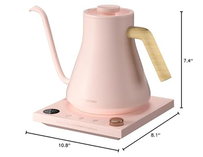 INTASTING Electric Kettles, Gooseneck Electric Kettle, ±1℉ Temperature Control, Stainless Steel Inner, Quick Heating, for Pour Over Coffee, Brew Tea, Boil Hot Water, 0.9L Pink - color: Pink