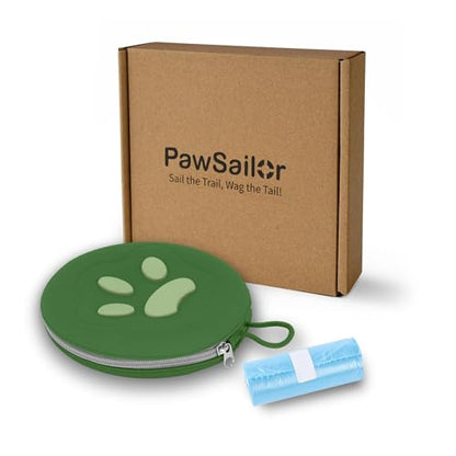 Collapsible Dog Bowls, 2-in-1 Travel Double Bowl Water Food Feeder Portable Pet Traveling Camping & Walking 25oz (Green) - color: Green