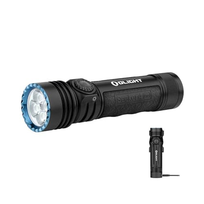 OLIGHT Seeker 4 Pro Rechargeable Flashlights, 4600 Lumens High Powerful Bright Light with USB C Holster, Waterproof IPX8 for Emergencies, Camping, Searching (Matte Black Cool White) - color: Black