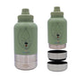 INSIPRA 32oz Dog Water Bottle with Food & Water Bowls – 3-in-1 Portable Pet Travel Bottle with Magnetic Phone Holder, Leakproof, BPA Free, Insulated (Green) - color: GREEN