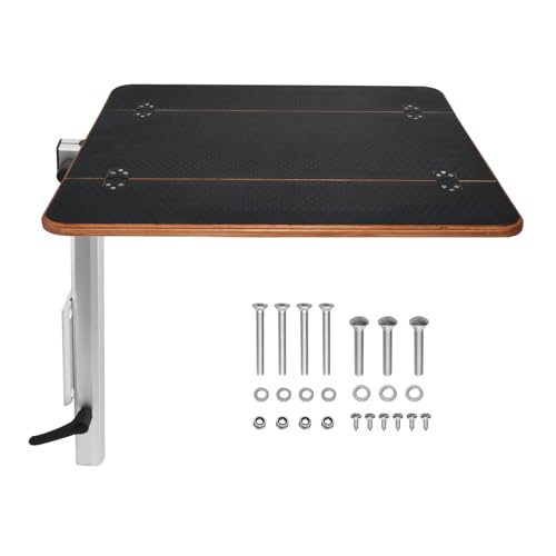 Caravan Folding Table Kit 595x580mm, Swivel Arm Leg System, Space Saving Black Folding Plywood Top for Motorhome, Camper Van Conversion, RV, Boat Interior (Silver Table Leg) - color: Silver Table Leg