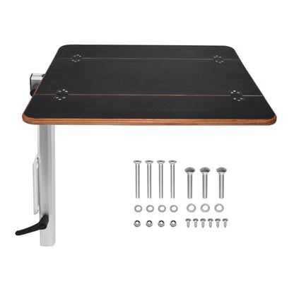 Caravan Folding Table Kit 595x580mm, Swivel Arm Leg System, Space Saving Black Folding Plywood Top for Motorhome, Camper Van Conversion, RV, Boat Interior (Silver Table Leg) - color: Silver Table Leg
