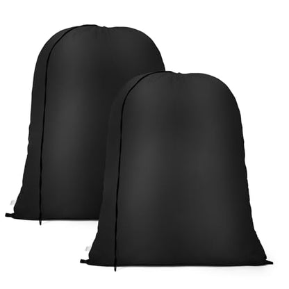 OTraki 20 x 24 inch Laundry Bag 2 Pack Travel Laundry Bags Medium Washable Dirty Clothes Bag Organizer with Drawstring Closure for Camp Fit Laundry Hamper Drying Do Not Exceed 176℉ Black | Medium Washable Dirty Clothes Bag Organizer with Drawstring Closur