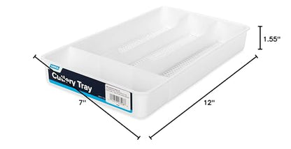 Camco 43508 Cutlery Tray - Designed for RV and Compact Kitchen Drawers - Easily Organize and Store Kitchen Flatware - White - color: White, style: Fixed