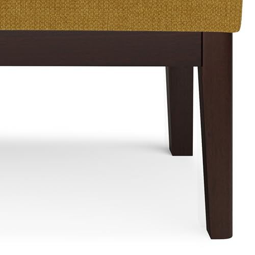 SIMPLIHOME Carlson Small Ottoman Bench - 27 inch Wide Upholstered Woven Fabric Rectangle Ottoman in Marigold, Mid Century Modern Bench for Bedroom, Entryway or Living Room with Padded Seat - color: Marigold, style: Small Ottoman Bench