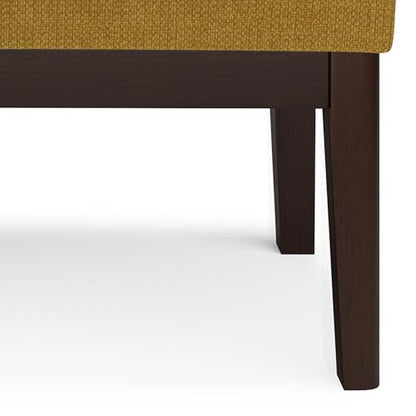 SIMPLIHOME Carlson Small Ottoman Bench - 27 inch Wide Upholstered Woven Fabric Rectangle Ottoman in Marigold, Mid Century Modern Bench for Bedroom, Entryway or Living Room with Padded Seat - color: Marigold, style: Small Ottoman Bench