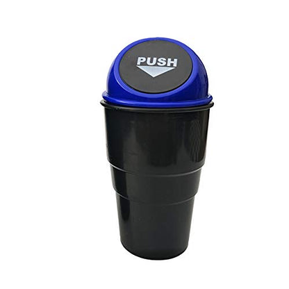 Mini Car Auto Garbage Trash Can Automotive Waste Storage Fits Cup Holder for Office Desk Trash Can (Blue) - color: Blue