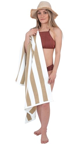 Cotton Paradise, Cabana Stripe Beach Towels 4 Packed, 30x60 inches Extra Large Pool Towels, Soft Absorbent Quick Dry, Beige - color: Beige