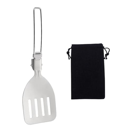 Camping Cooking Utensil Set Foldable 304 Stainless Steel Spatula Turner Soup Spoon Kit Portable Kitchen Utensils Folding Cookware Kit for Outdoor Travel Hiking Picnic (Silver B, Colander Spatula) - color: Silver B, Colander Spatula