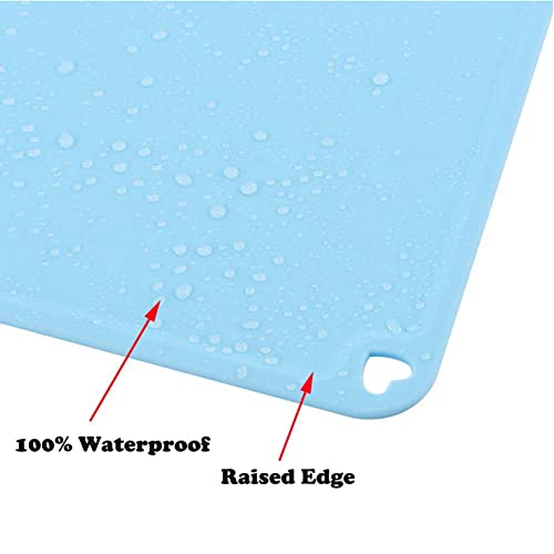 Silicone Pet Feeding Food Mat Dog Cat Placemat with Raised Edge, Anti-Slip Waterproof Pet Bowl Mats Pet Food Tray for Cats, Dogs and Small Animals(Green, Small) - color: Green, size: 16.1"*12.2"