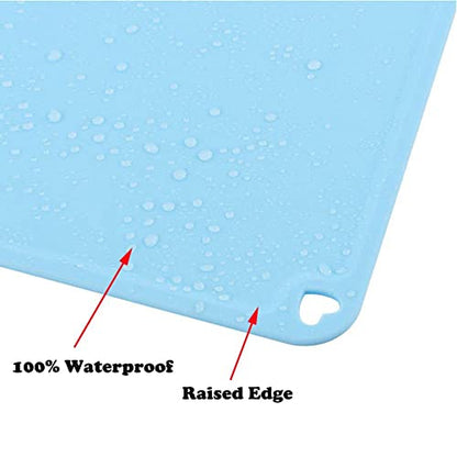 Silicone Pet Feeding Food Mat Dog Cat Placemat with Raised Edge, Anti-Slip Waterproof Pet Bowl Mats Pet Food Tray for Cats, Dogs and Small Animals(Green, Small) - color: Green, size: 16.1"*12.2"