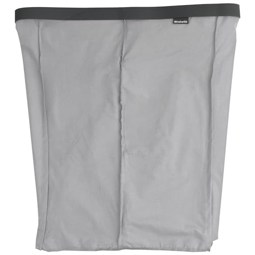 Brabantia - Bo Laundry Hamper Bag 2 x 12 Gal - Replacement Bag for Bo Laundry Hamper - Dual Compartments for Easy Sorting - Portable & Hygienic - Cotton Bag with Velcro Closing - Gray - size: 2 x 12 Gal Compartments