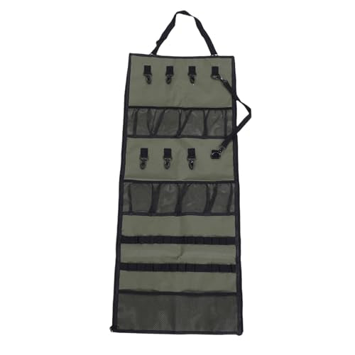 ciciglow Camping Hanging Organizer, Tent Organizer for Inside with Campsite Storage Straps & Mesh Pockets & Hanging Hooks for Camping, RV, Picnic, Green