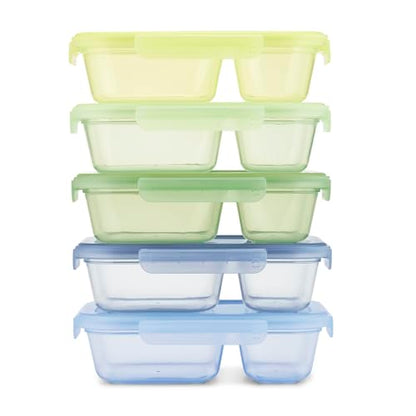 Ello Snap & Nest 10-Piece 3 Cup Plastic Divided Meal Prep Set, Reusable Food Containers for Healthy Eating, Freezer, Dishwasher Safe, Seafoam - color: Seafoam, size: Divided Meal Prep