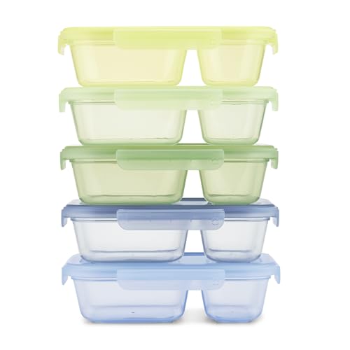 Ello Snap & Nest 10-Piece 3 Cup Plastic Divided Meal Prep Set, Reusable Food Containers for Healthy Eating, Freezer, Dishwasher Safe, Seafoam - color: Seafoam, size: Divided Meal Prep