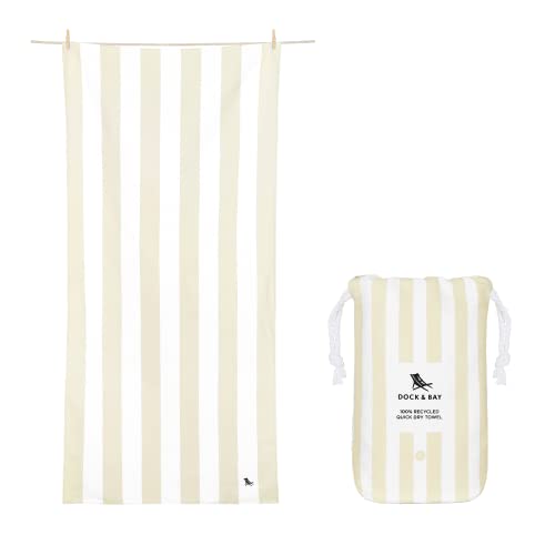 Dock & Bay Beach Towel - Quick Dry, Sand Free - Compact, Lightweight - 100% Recycled - Includes Bag - Cabana Light - Bora Bora Beige - Extra Large (200x90cm, 78x35) - color: Cabana Light - Bora Bora Beige, size: Extra Large (200x90cm, 78x35")
