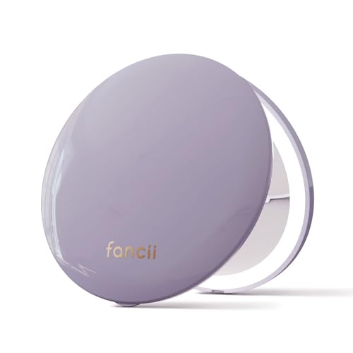 Fancii Mini Taylor Compact Magnifying Mirror with LED Light, 10x/1x, Rechargeable, 3 Light Settings, Dimmable - Small Lighted Travel Handheld Mirror for Pocket, Handbag, Purse, 2-Sided (Lilac Bliss) - color: Purple