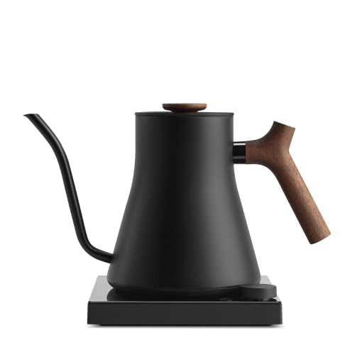 Fellow Stagg EKG Pro Studio Edition Electric Gooseneck Kettle - Pour-Over Coffee, Tea, Quick Heating, Precise Temperature Control, Scheduling, Built-in Brew Timer-Matte Black with Walnut Handle, 0.9 L - color: Matte Black with Walnut Handle + Lid Pull, si