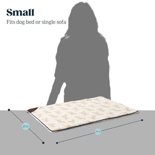 PELZIN Embossed Sherpa Dog Blankets for Small Dogs - Waterproof Cat Blankets for Indoor Cats - Heavy Duty Couch Cover Protector - Soft Reversible Throw Furniture Protection - Small, Cream - size: S - 25"x35"