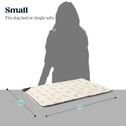 PELZIN Embossed Sherpa Dog Blankets for Small Dogs - Waterproof Cat Blankets for Indoor Cats - Heavy Duty Couch Cover Protector - Soft Reversible Throw Furniture Protection - Small, Cream - size: S - 25"x35"