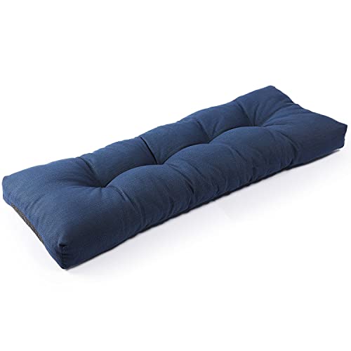 SUNROX LokGrip Non Slip Tufted Memory Foam Bench Cushion, FadeShield Water Resistant Durable Thicken Outdoor/Indoor Bench Seat Pads 54x16x4 inch, Navy - color: Navy, size: 54x16 Inch (Pack of 1)