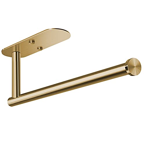 VAEHOLD Adhesive Paper Towel Holder Under Cabinet Wall Mount for Kitchen Paper Towel, Paper Towel Roll Holder Stick to Wall, Stainless Steel (Gold) - color: Gold